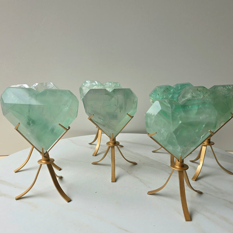 Green Fluorite Crystal Faceted Heart on Stand High Quality  China - Crystals and Me | Crystal Candles and Ethically Sourced Crystals