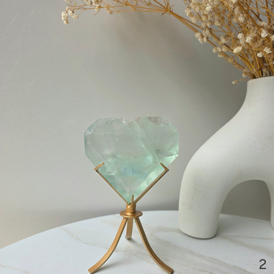 Green Fluorite Crystal Faceted Heart on Stand High Quality  China - Crystals and Me | Crystal Candles and Ethically Sourced Crystals