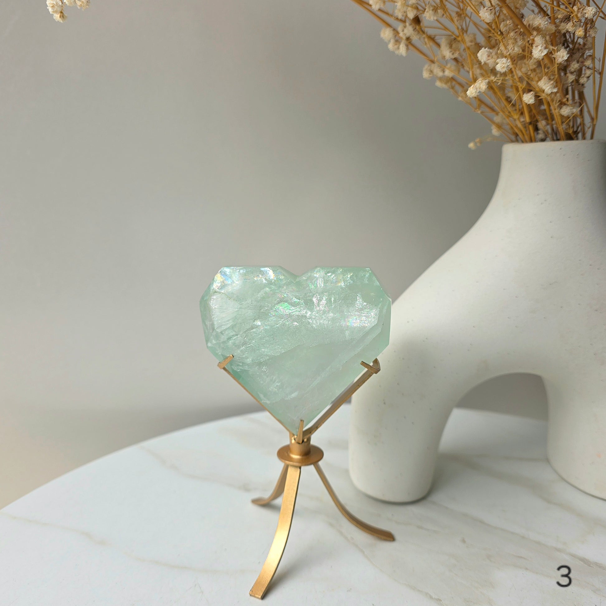 Green Fluorite Crystal Faceted Heart on Stand High Quality  China - Crystals and Me | Crystal Candles and Ethically Sourced Crystals