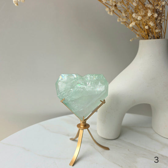 Green Fluorite Crystal Faceted Heart on Stand High Quality  China - Crystals and Me | Crystal Candles and Ethically Sourced Crystals