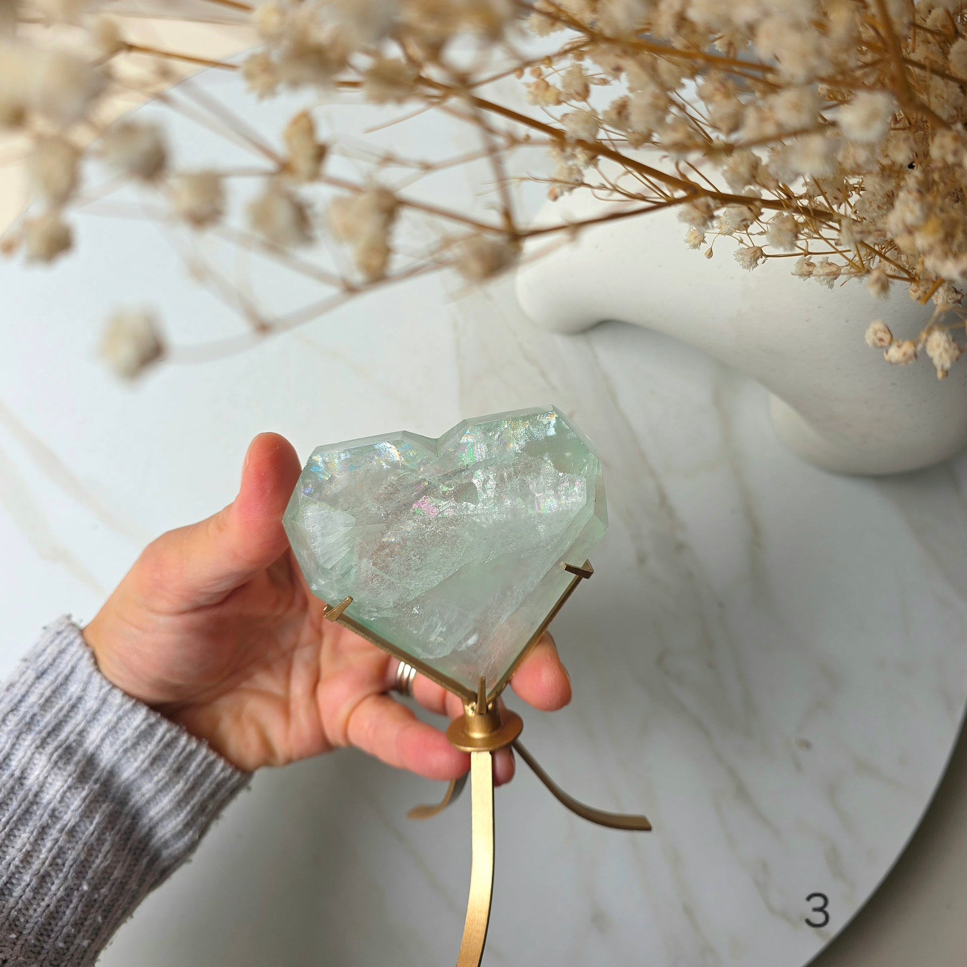 Green Fluorite Crystal Faceted Heart on Stand High Quality  China - Crystals and Me | Crystal Candles and Ethically Sourced Crystals