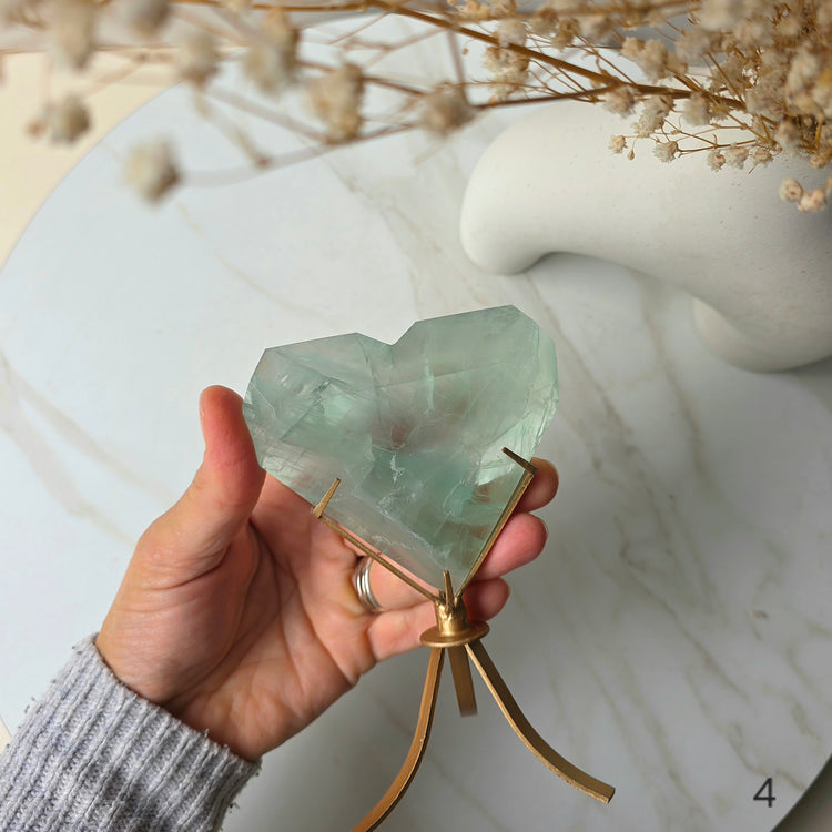 Green Fluorite Crystal Faceted Heart on Stand High Quality  China - Crystals and Me | Crystal Candles and Ethically Sourced Crystals
