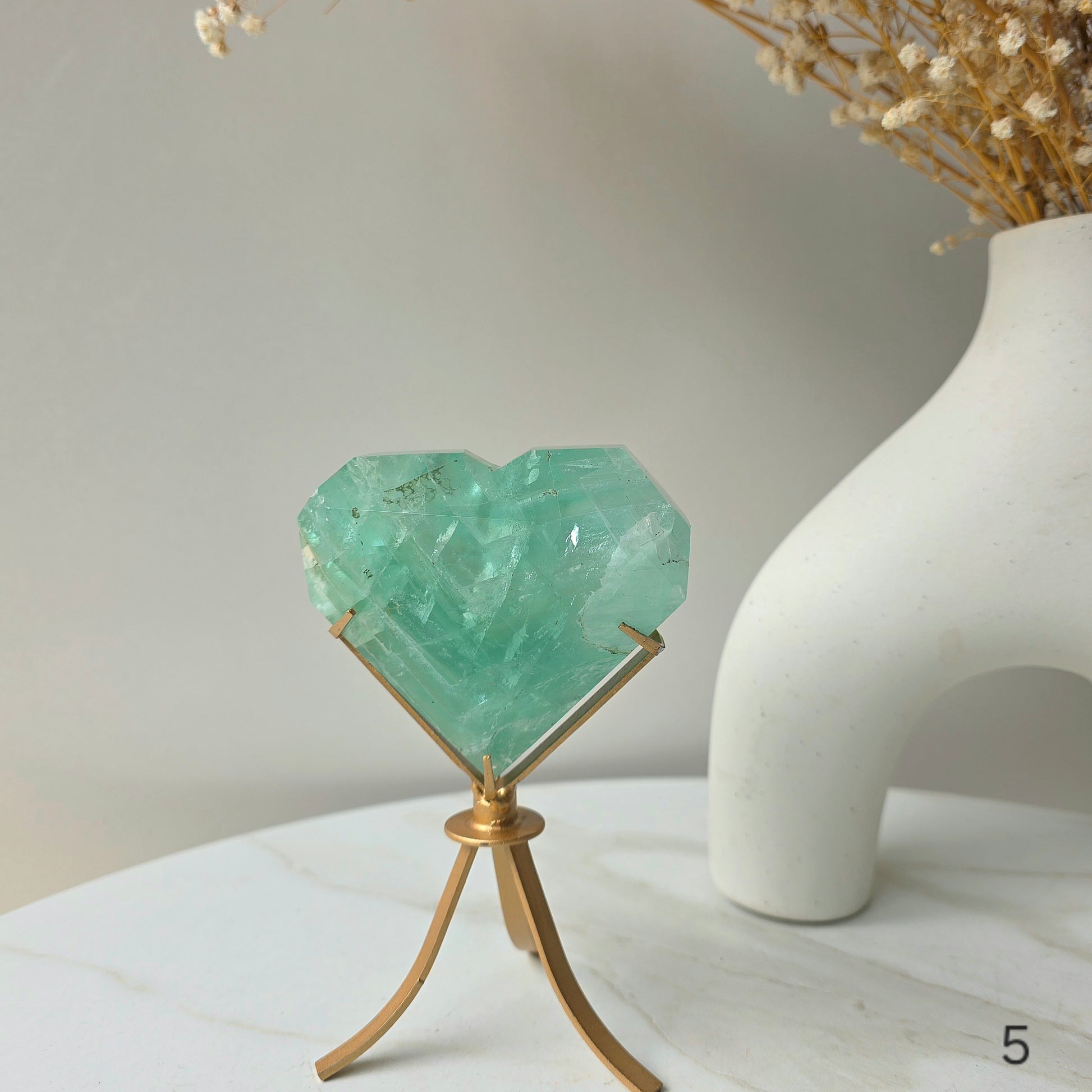 Green Fluorite Crystal Faceted Heart on Stand High Quality  China - Crystals and Me | Crystal Candles and Ethically Sourced Crystals
