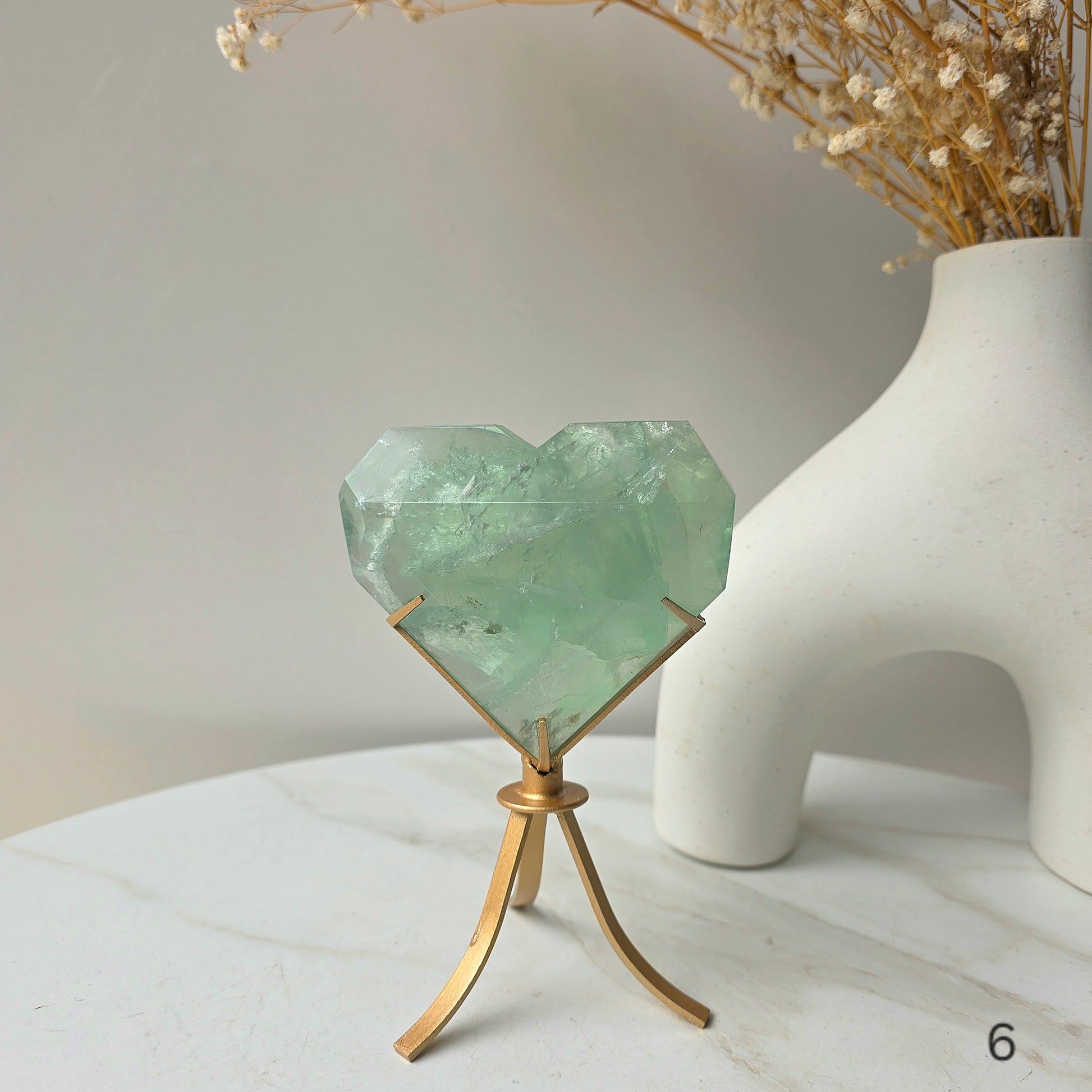 Green Fluorite Crystal Faceted Heart on Stand High Quality  China - Crystals and Me | Crystal Candles and Ethically Sourced Crystals