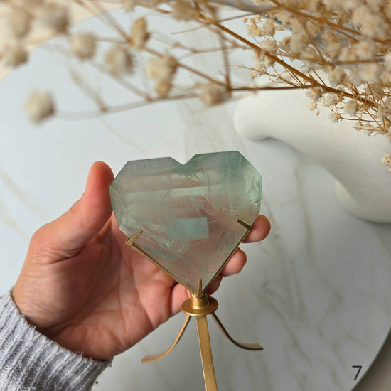 Green Fluorite Crystal Faceted Heart on Stand High Quality  China - Crystals and Me | Crystal Candles and Ethically Sourced Crystals