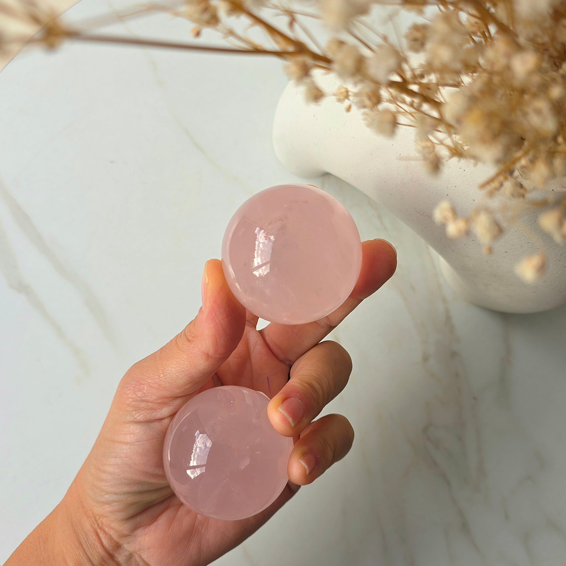 Rose Quartz Crystal Sphere - Crystals and Me | Crystal Candles and Ethically Sourced Crystals