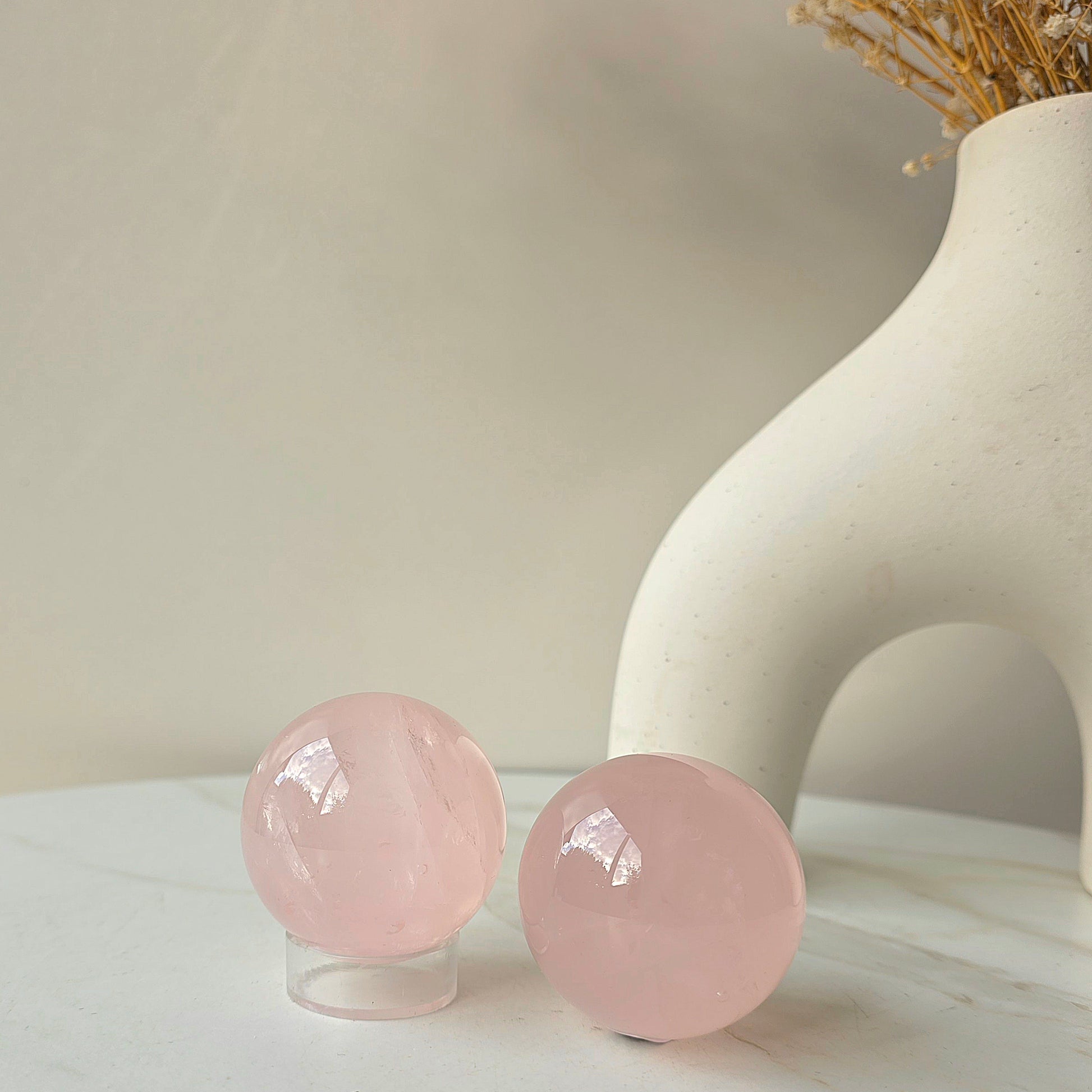 Rose Quartz Crystal Sphere - Crystals and Me | Crystal Candles and Ethically Sourced Crystals