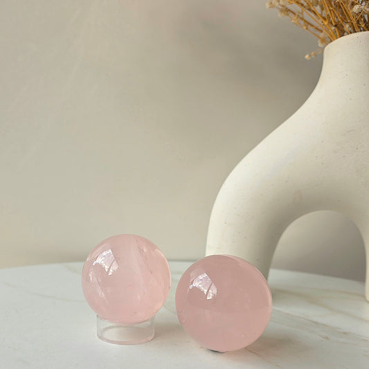 Rose Quartz Crystal Sphere - Crystals and Me | Crystal Candles and Ethically Sourced Crystals