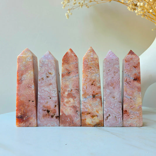 Pink Carnelian Rare Crystal Tower Point Obelisk High Quality Indonesia - Crystals and Me | Crystal Candles and Ethically Sourced Crystals
