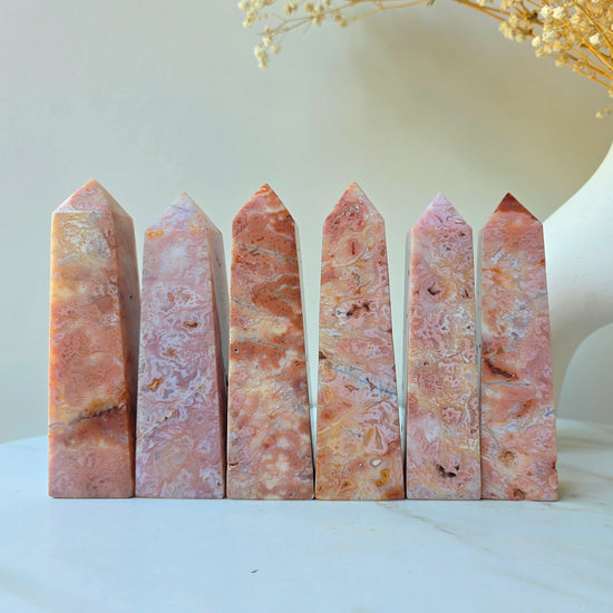 Pink Carnelian Rare Crystal Tower Point Obelisk High Quality Indonesia - Crystals and Me | Crystal Candles and Ethically Sourced Crystals
