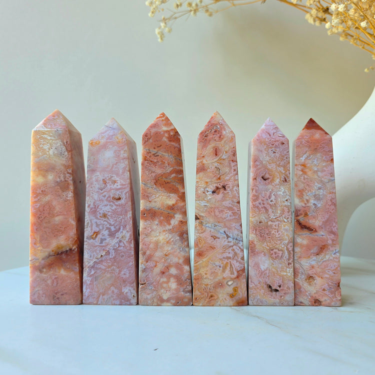 Pink Carnelian Rare Crystal Tower Point Obelisk High Quality Indonesia - Crystals and Me | Crystal Candles and Ethically Sourced Crystals