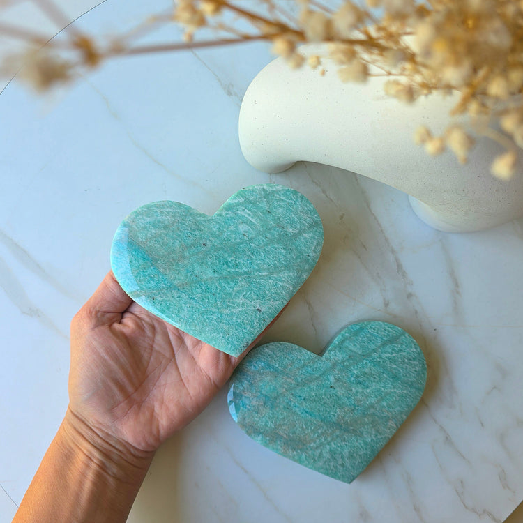 Amazonite Crystal Heart High Quality Free-Standing Large Brazil