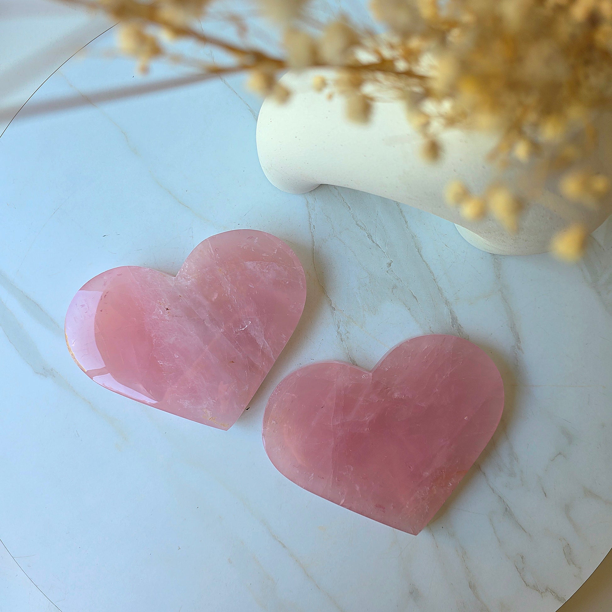 Rose Quartz Crystal Heart High Quality Large with Stand Brazil - Crystals and Me | Crystal Candles and Ethically Sourced Crystals
