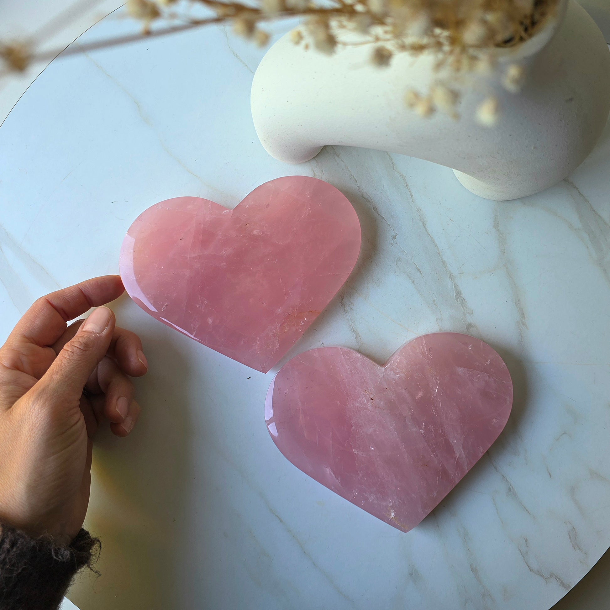 Rose Quartz Crystal Heart High Quality Large with Stand Brazil - Crystals and Me | Crystal Candles and Ethically Sourced Crystals