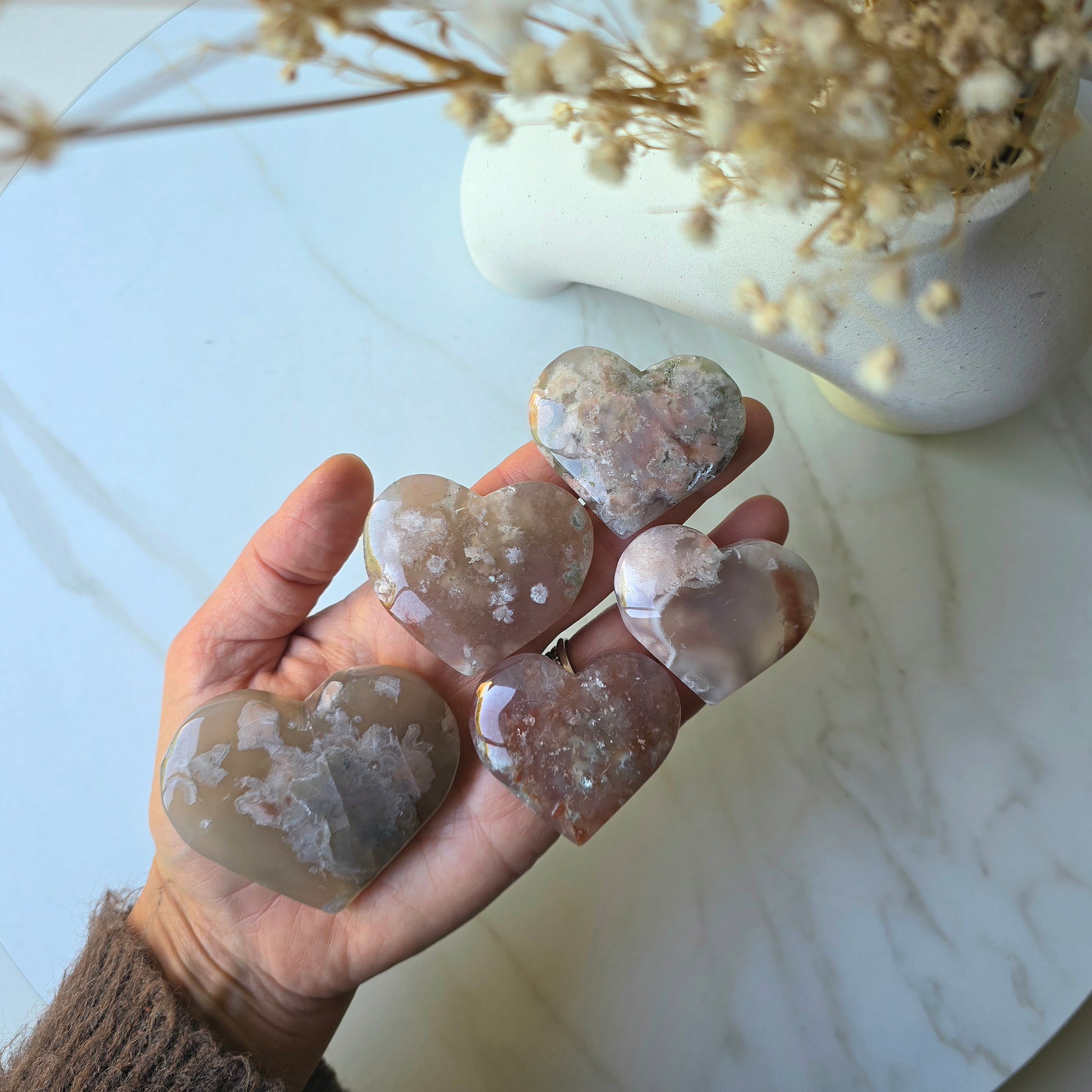 Flower Agate Crystal Heart Madagascar - Crystals and Me | Crystal Candles and Ethically Sourced Crystals