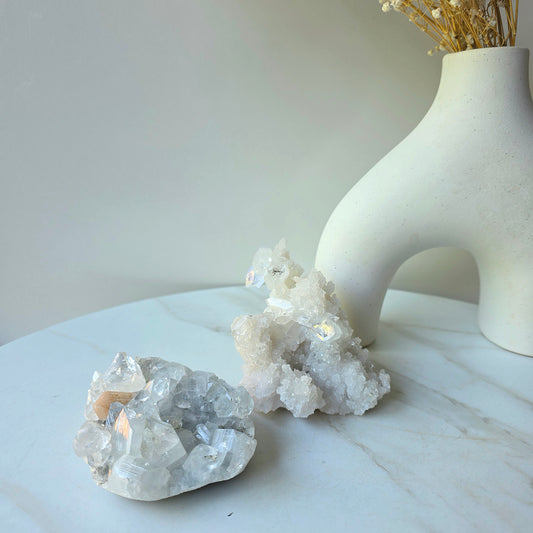 Rare Diamond Apophyllite Crystal Cluster High Quality India