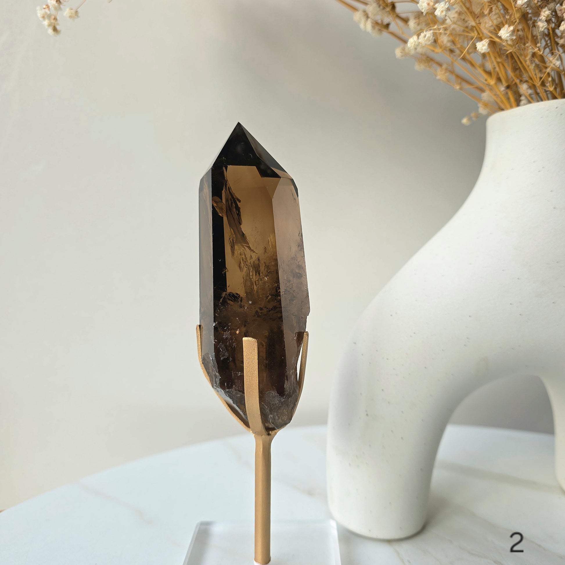 Smokey Quartz Crystal Natural Polished Point on Stand High Quality Brazil - Crystals and Me | Crystal Candles and Ethically Sourced Crystals