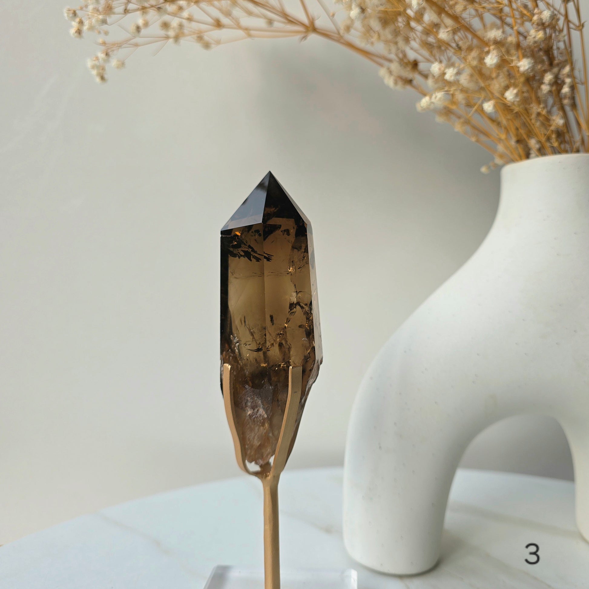 Smokey Quartz Crystal Natural Polished Point on Stand High Quality Brazil - Crystals and Me | Crystal Candles and Ethically Sourced Crystals
