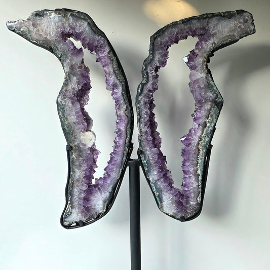 Amethyst Crystal Angel Wings Pair on Stand Brazil