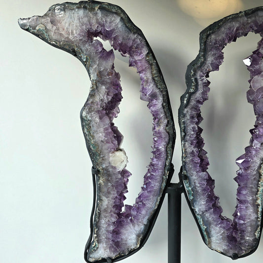 Amethyst Crystal Angel Wings Pair on Stand Brazil