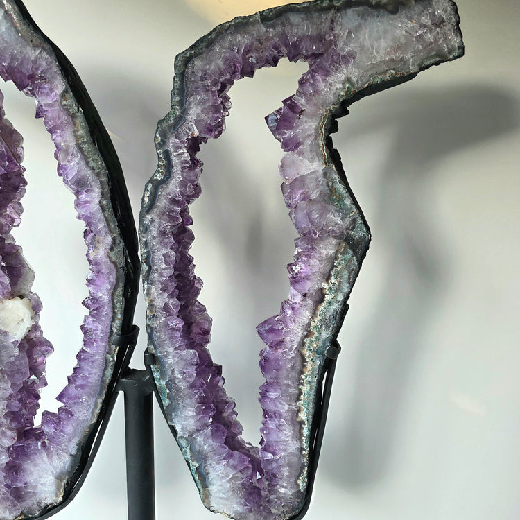 Amethyst Crystal Angel Wings Pair on Stand Brazil