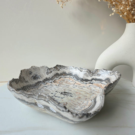 Polished Calcite Crystal Bowl High Quality Patterned Mexico