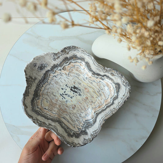 Polished Calcite Crystal Bowl High Quality Patterned Mexico