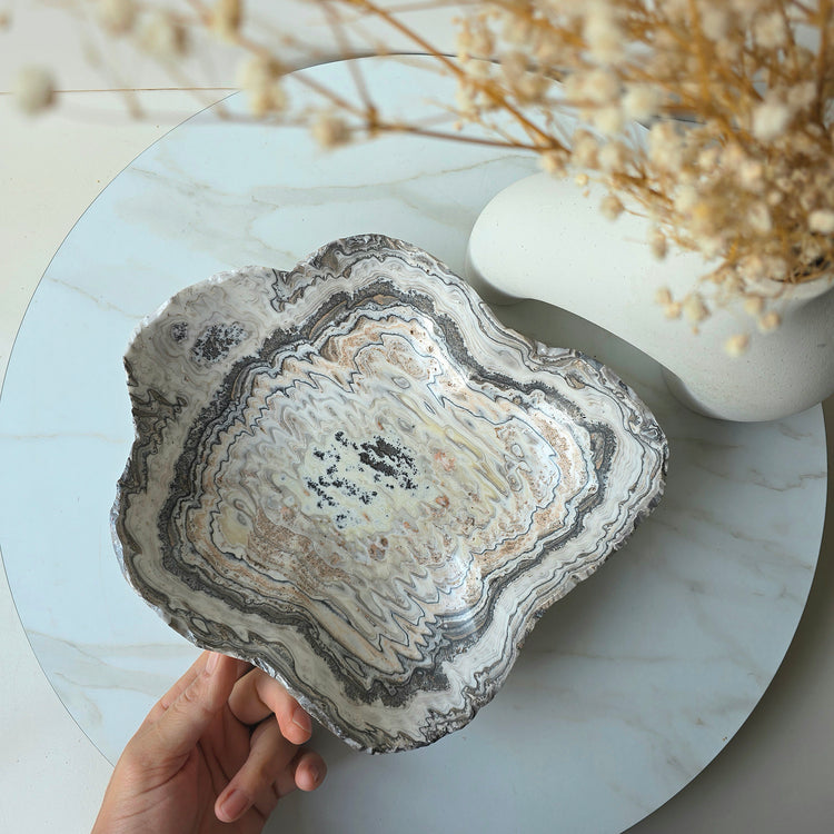 Polished Calcite Crystal Bowl High Quality Patterned Mexico