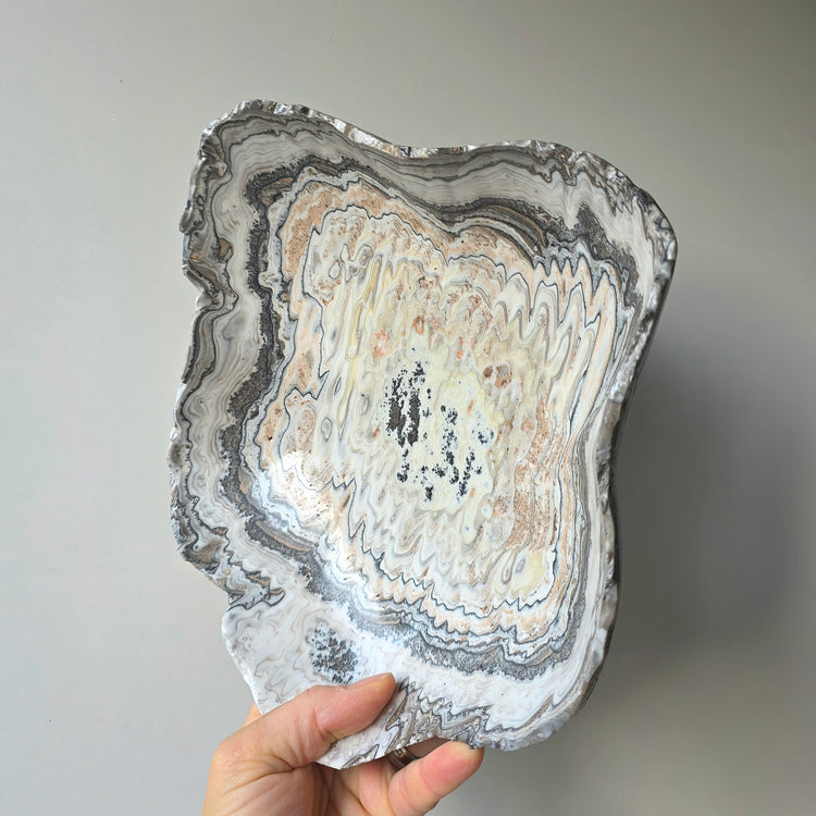 Polished Calcite Crystal Bowl High Quality Patterned Mexico