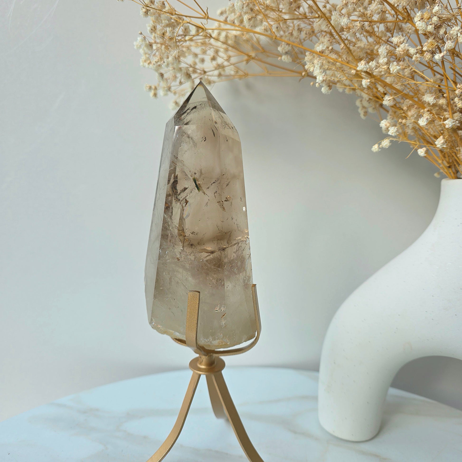 Smokey Quartz Crystal Point High Quality Brazil on Stand - Crystals and Me | Crystal Candles and Ethically Sourced Crystals