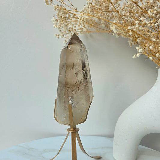 Smokey Quartz Crystal Point High Quality Brazil on Stand - Crystals and Me | Crystal Candles and Ethically Sourced Crystals