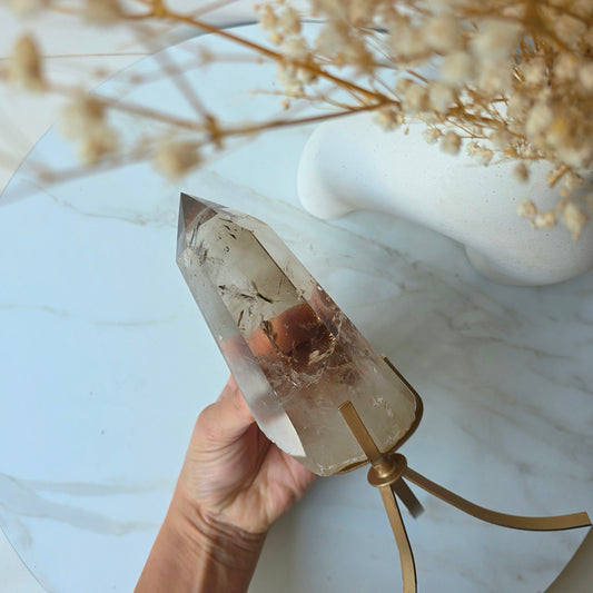 Smokey Quartz Crystal Point High Quality Brazil on Stand - Crystals and Me | Crystal Candles and Ethically Sourced Crystals