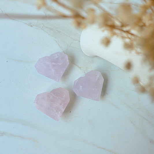 Rare Periwinkle Rose Quartz Crystal Faceted Heart High Quality Madagascar - Crystals and Me | Crystal Candles and Ethically Sourced Crystals