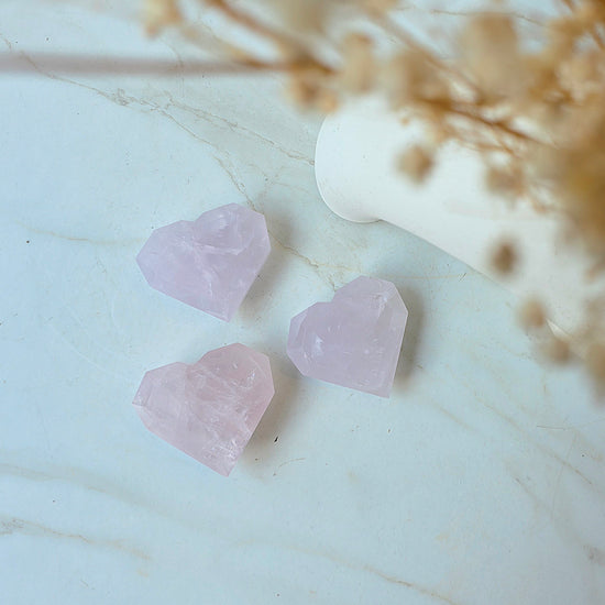 Rare Periwinkle Rose Quartz Crystal Faceted Heart High Quality Madagascar - Crystals and Me | Crystal Candles and Ethically Sourced Crystals