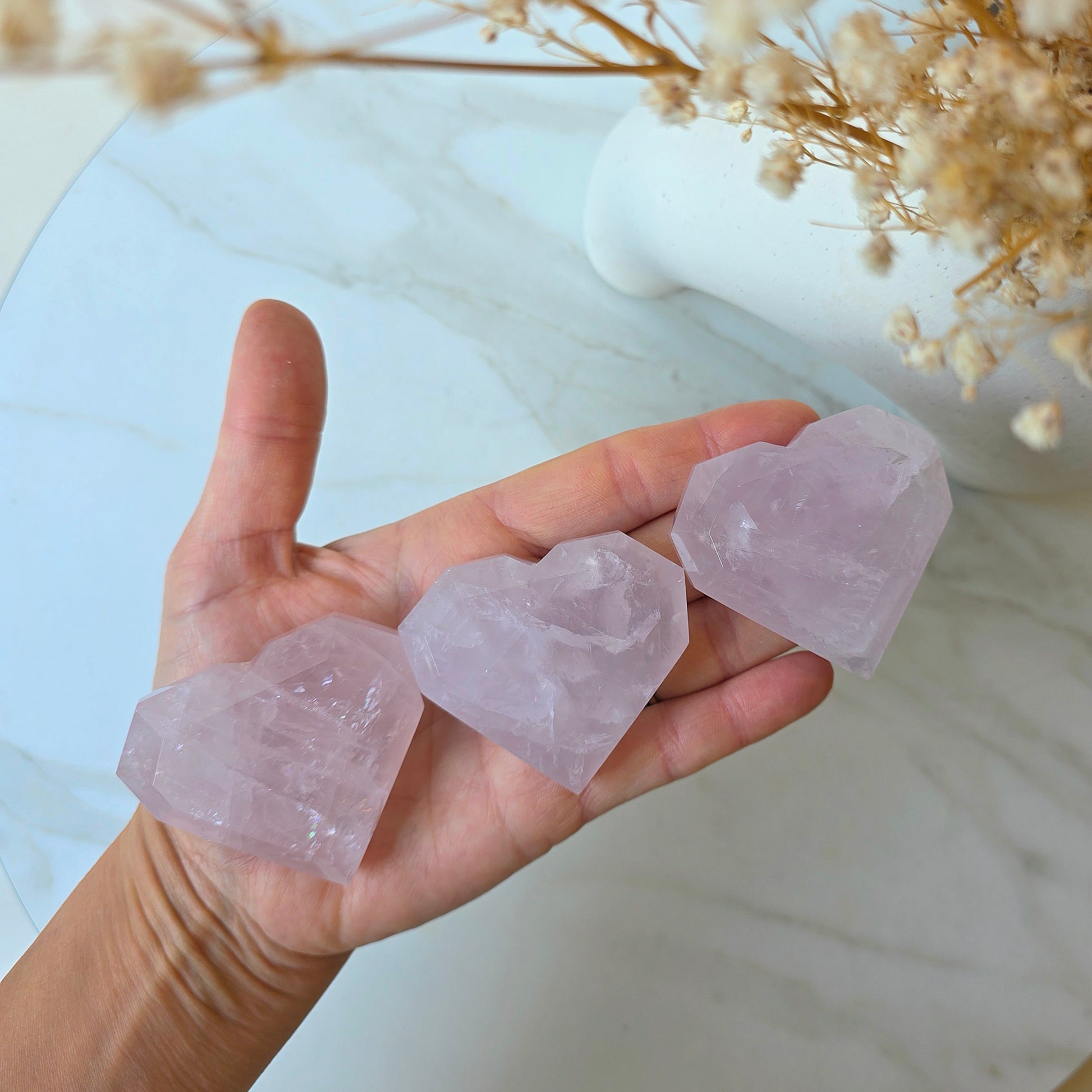 Rare Periwinkle Rose Quartz Crystal Faceted Heart High Quality Madagascar - Crystals and Me | Crystal Candles and Ethically Sourced Crystals