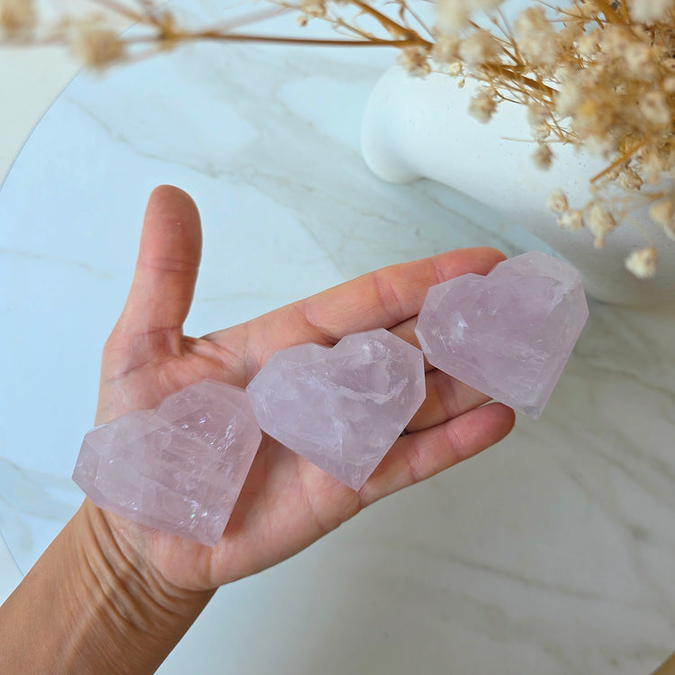 Rare Periwinkle Rose Quartz Crystal Faceted Heart High Quality Madagascar - Crystals and Me | Crystal Candles and Ethically Sourced Crystals