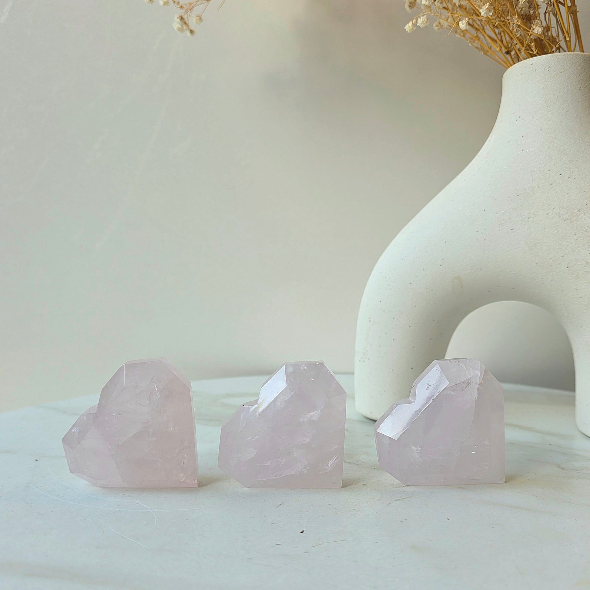 Rare Periwinkle Rose Quartz Crystal Faceted Heart High Quality Madagascar - Crystals and Me | Crystal Candles and Ethically Sourced Crystals