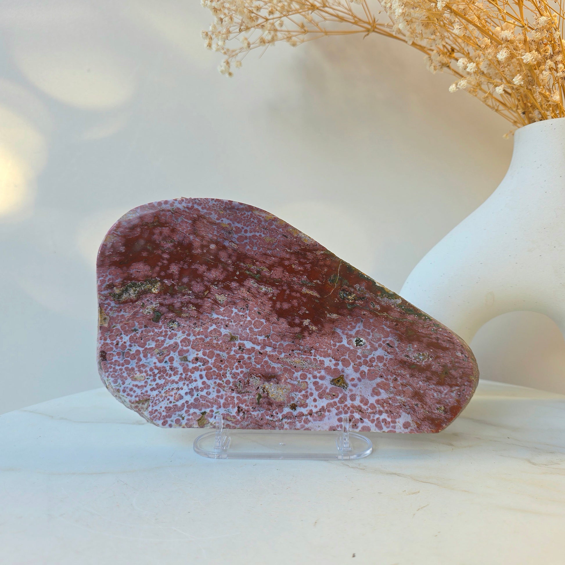 Ocean Jasper Crystal Slab Slice on Stand High Quality Madagascar - Crystals and Me | Crystal Candles and Ethically Sourced Crystals