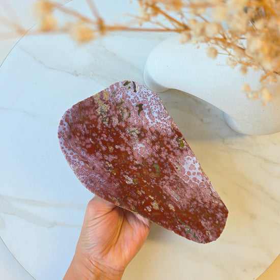 Ocean Jasper Crystal Slab Slice on Stand High Quality Madagascar - Crystals and Me | Crystal Candles and Ethically Sourced Crystals