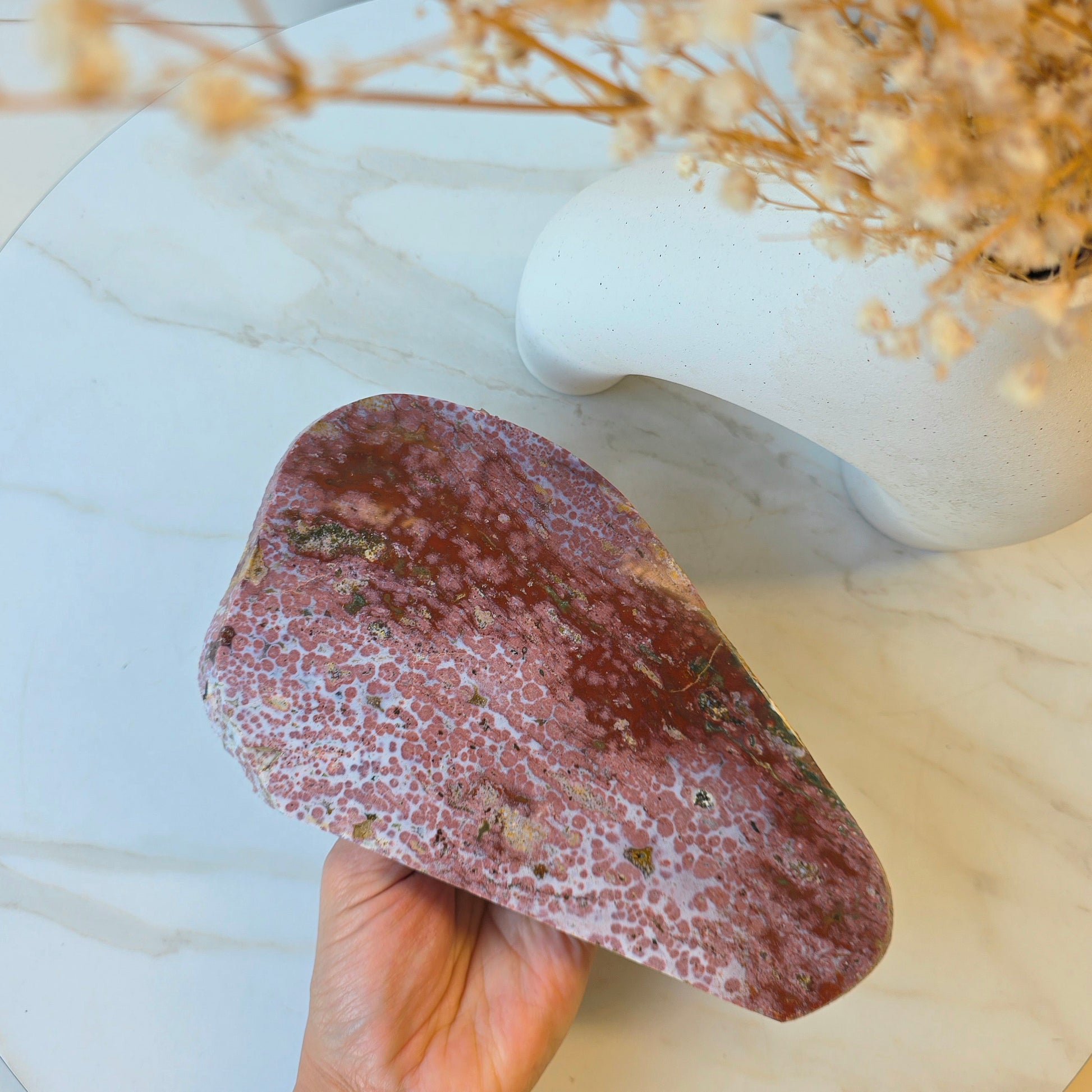 Ocean Jasper Crystal Slab Slice on Stand High Quality Madagascar - Crystals and Me | Crystal Candles and Ethically Sourced Crystals