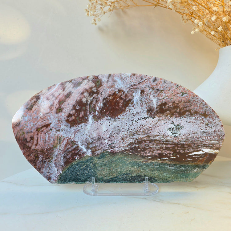 Ocean Jasper Crystal Slab Slice on Stand High Quality Madagascar - Crystals and Me | Crystal Candles and Ethically Sourced Crystals