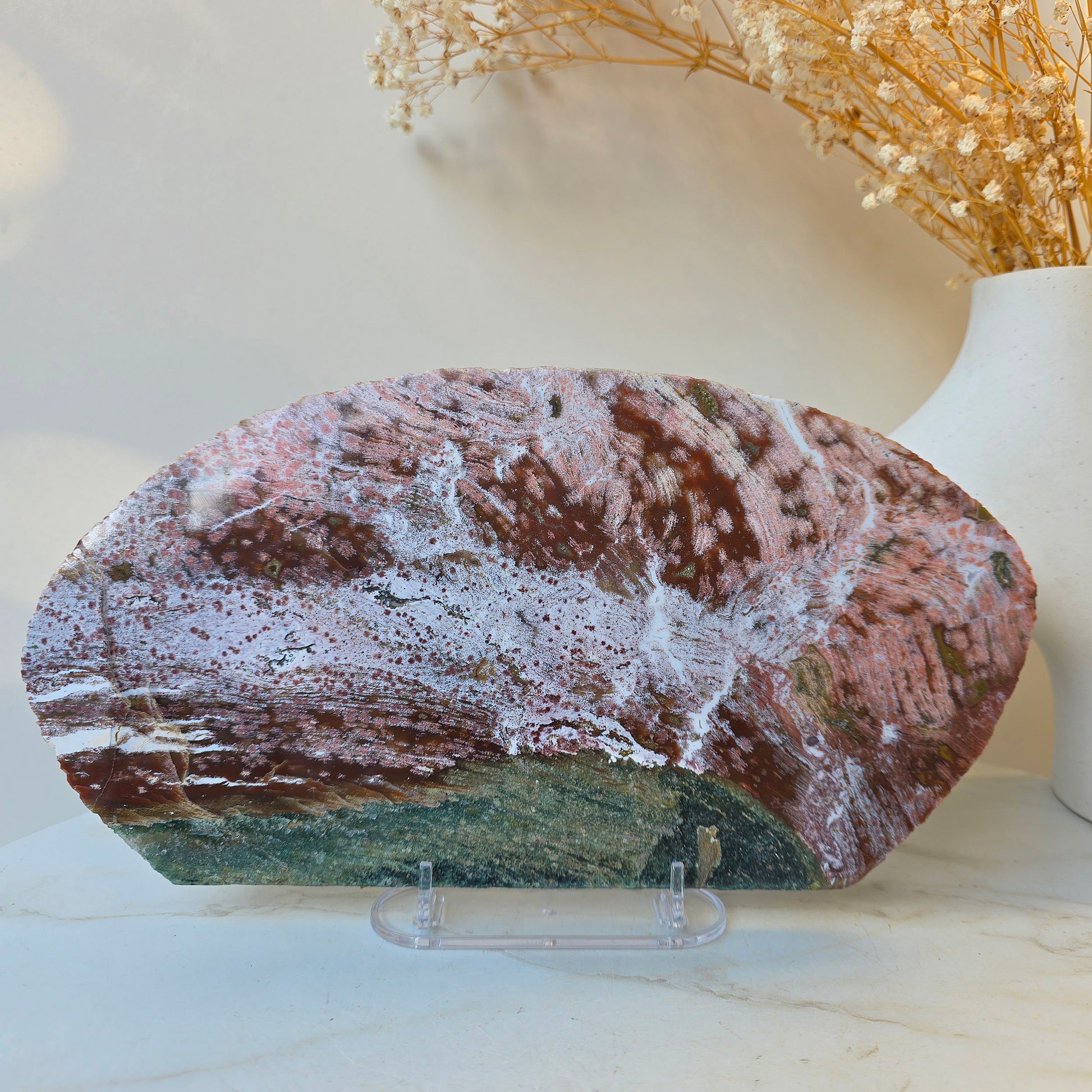 Ocean Jasper Crystal Slab Slice on Stand High Quality Madagascar - Crystals and Me | Crystal Candles and Ethically Sourced Crystals