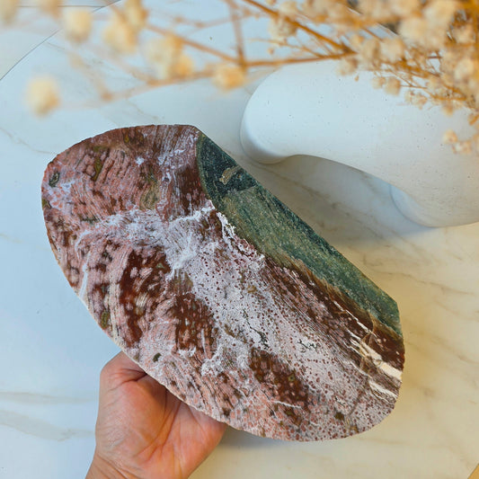 Ocean Jasper Crystal Slab Slice on Stand High Quality Madagascar - Crystals and Me | Crystal Candles and Ethically Sourced Crystals