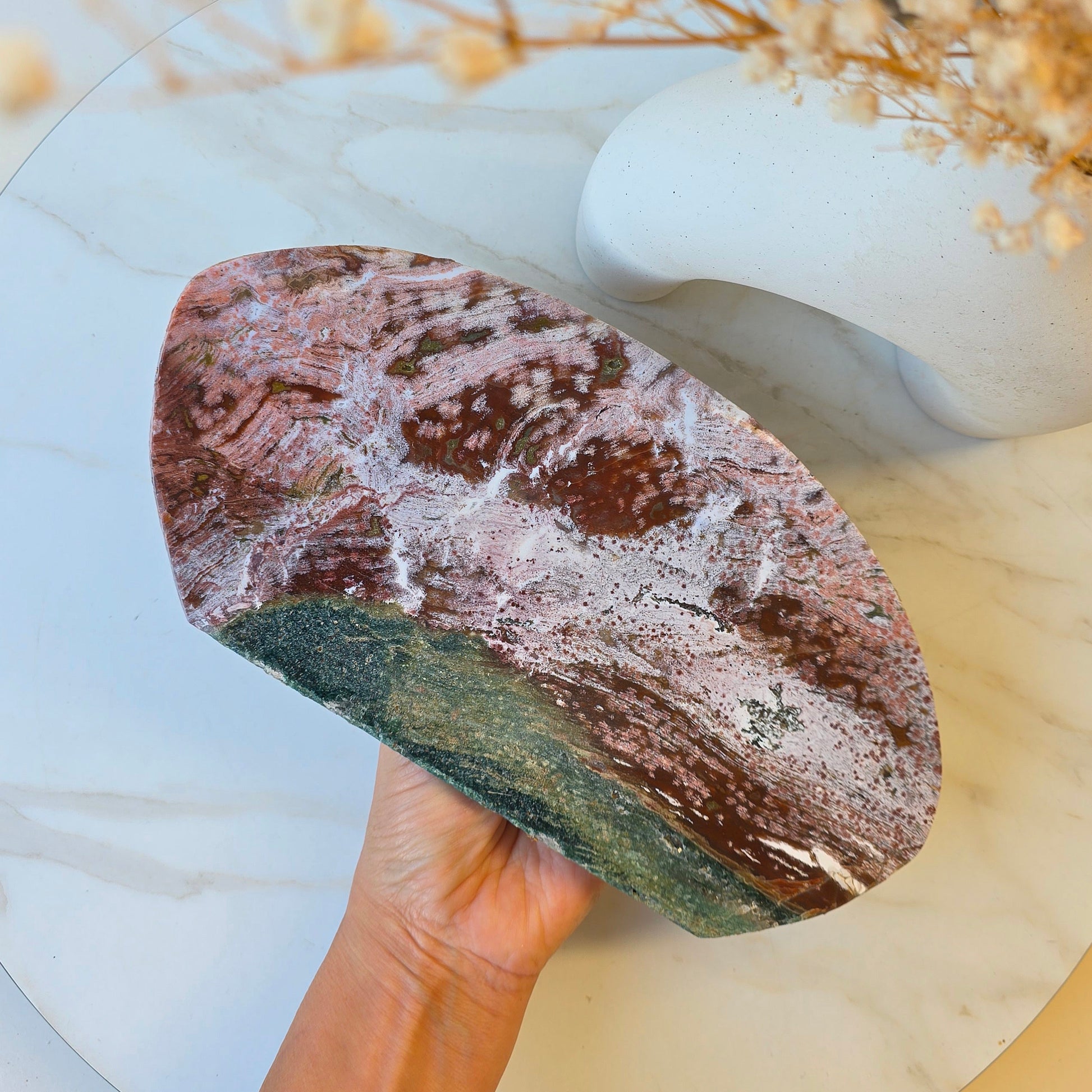 Ocean Jasper Crystal Slab Slice on Stand High Quality Madagascar - Crystals and Me | Crystal Candles and Ethically Sourced Crystals