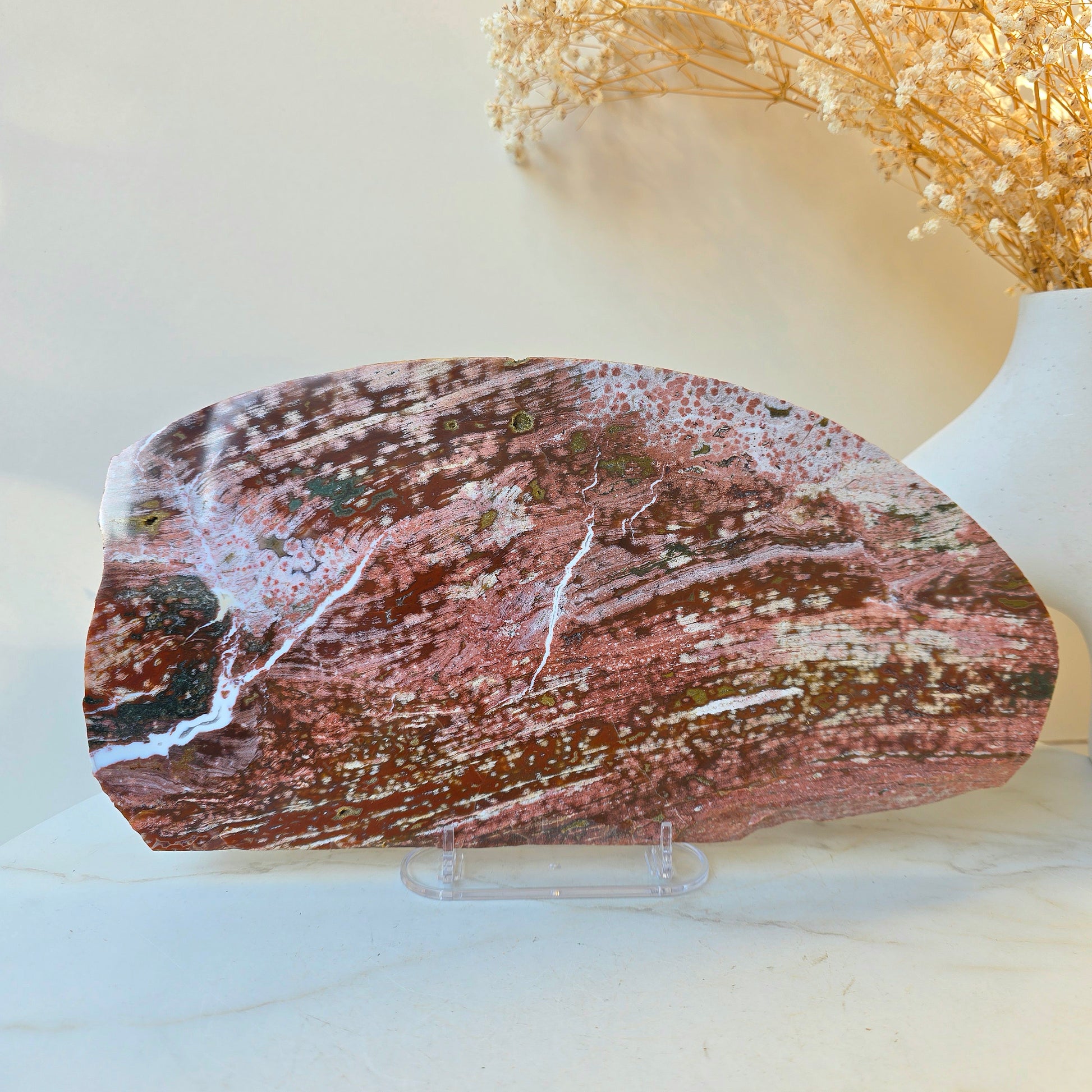 Ocean Jasper Crystal Slab Slice on Stand High Quality Madagascar - Crystals and Me | Crystal Candles and Ethically Sourced Crystals