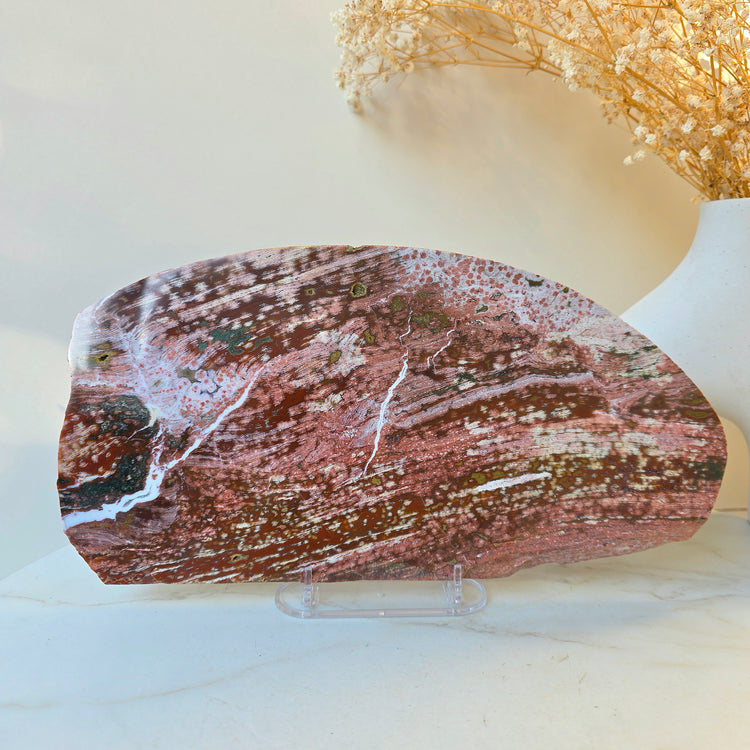 Ocean Jasper Crystal Slab Slice on Stand High Quality Madagascar - Crystals and Me | Crystal Candles and Ethically Sourced Crystals