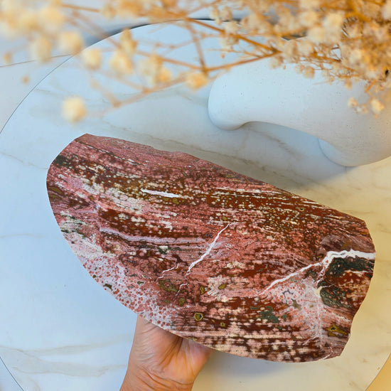 Ocean Jasper Crystal Slab Slice on Stand High Quality Madagascar - Crystals and Me | Crystal Candles and Ethically Sourced Crystals