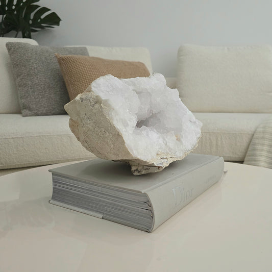 Clear Quartz Moroccan Geode Crystal XL 44 Statement - Crystals and Me | Crystal Candles and Ethically Sourced Crystals