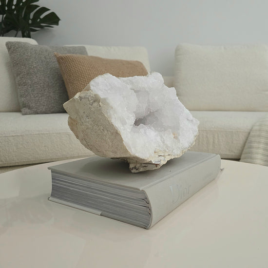 Clear Quartz Moroccan Geode Crystal XL 44 Statement - Crystals and Me | Crystal Candles and Ethically Sourced Crystals
