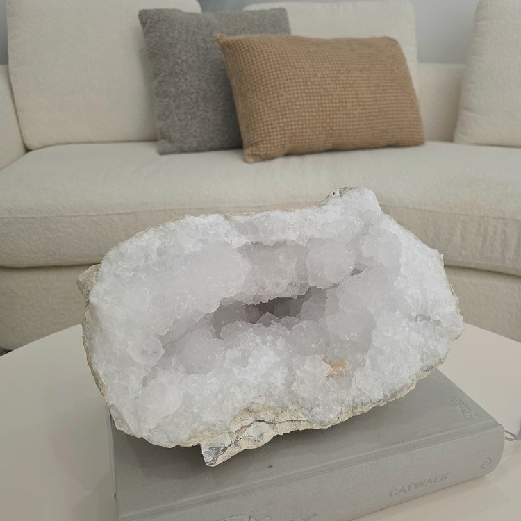 Clear Quartz Moroccan Geode Crystal XL 44 Statement - Crystals and Me | Crystal Candles and Ethically Sourced Crystals